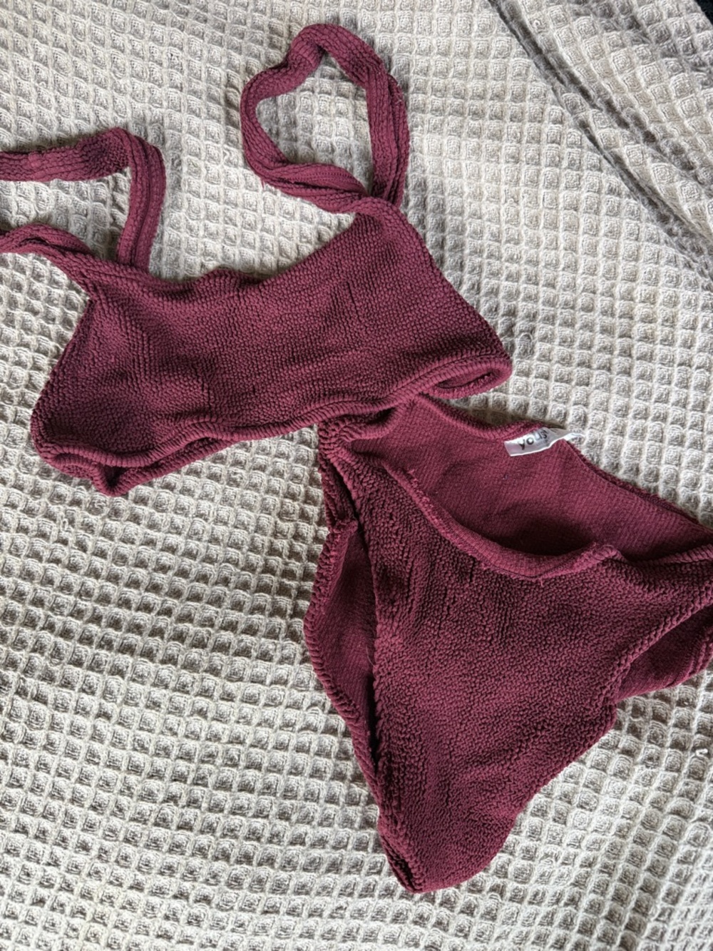 Youswim Textured Bikini Set in Burgundy